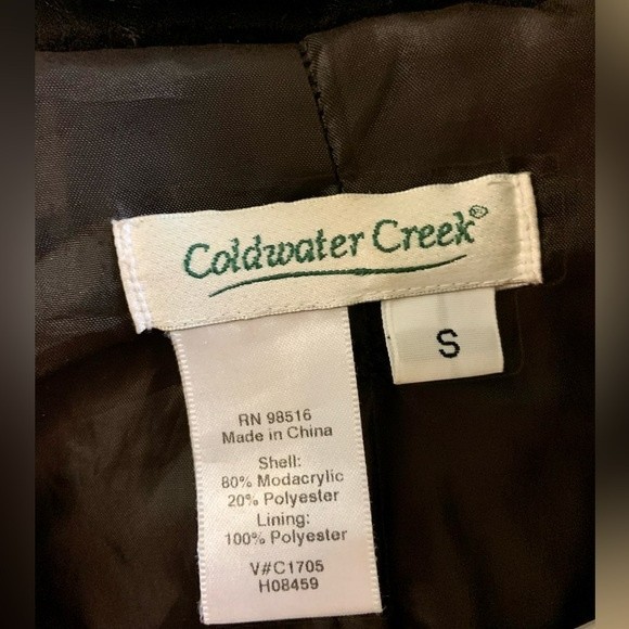 Coldwater Creek ladies brown faux fur winter jacket with pockets & collar. - Picture 2 of 7
